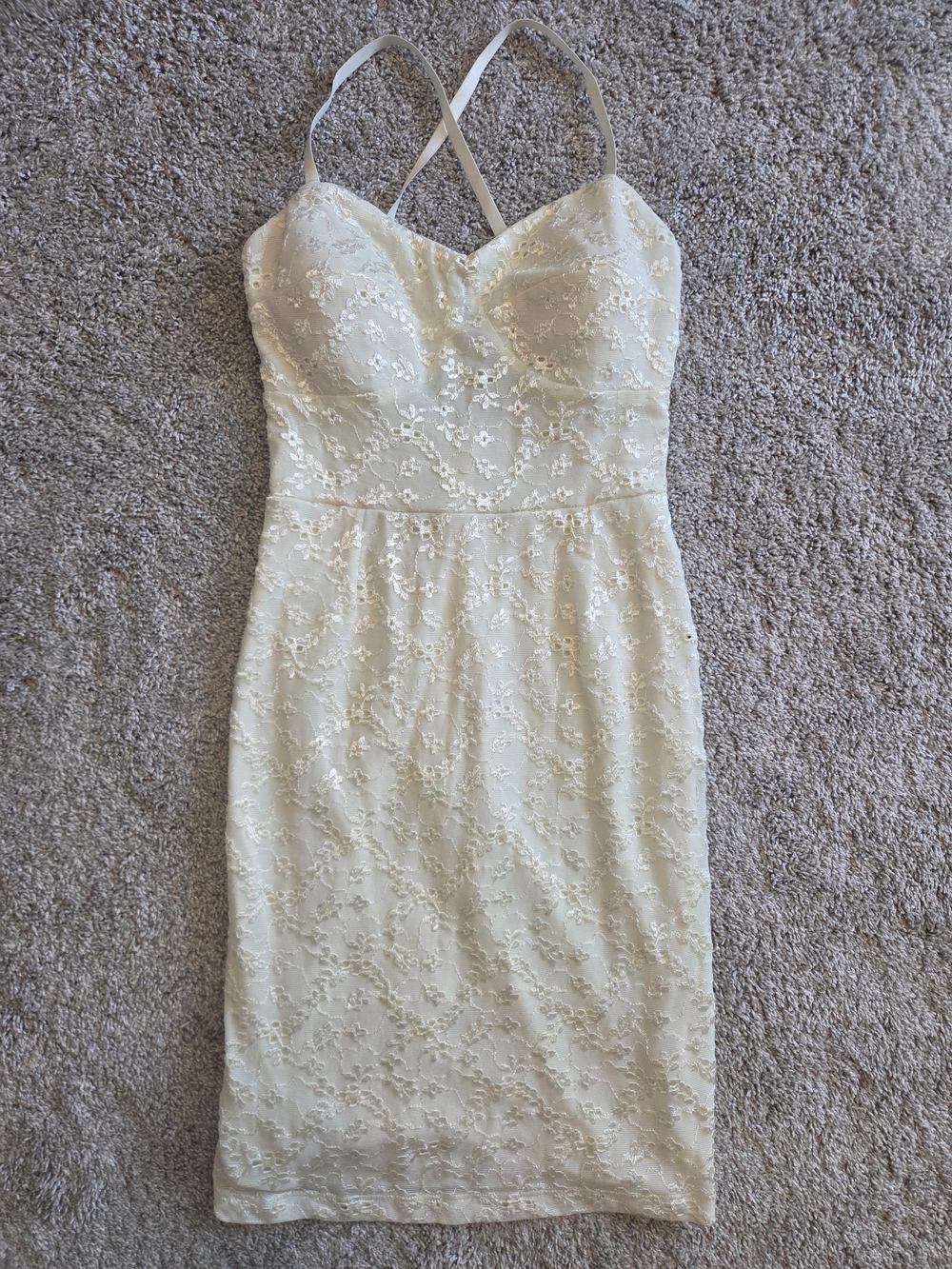 Sleeveless Ivory Lace Sheath Dress